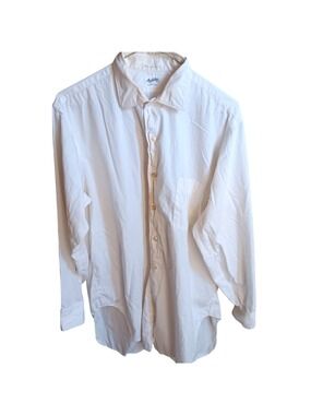 Vintage 1950's Mens Large Dress Shirt Manhattan Long Sleeve White Distress
